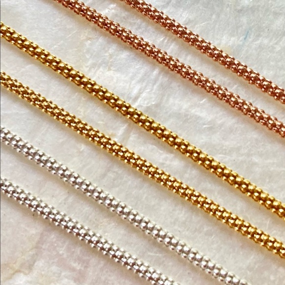 My Beloved Heart Pendant Necklace on Popcorn Chain - Silver Yellow or Rose Gold - Picture 5 of 6